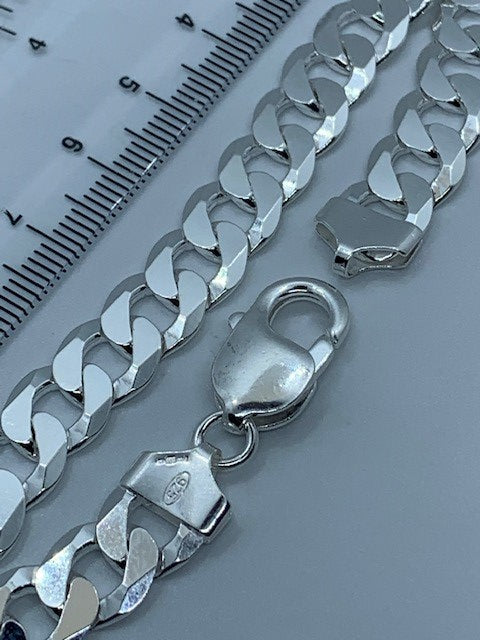 Sterling Silver 10mm Flat Classic Curb Neck Chain (1071)