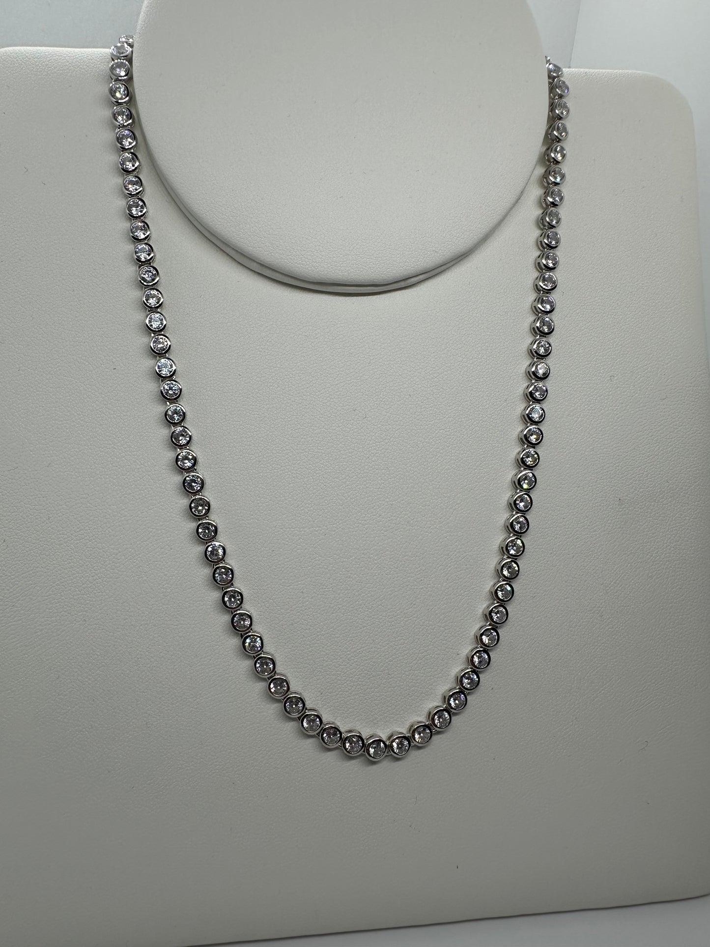 Sterling Silver 4mm Clear Stones Tennis Chains Various Lengths (1099)