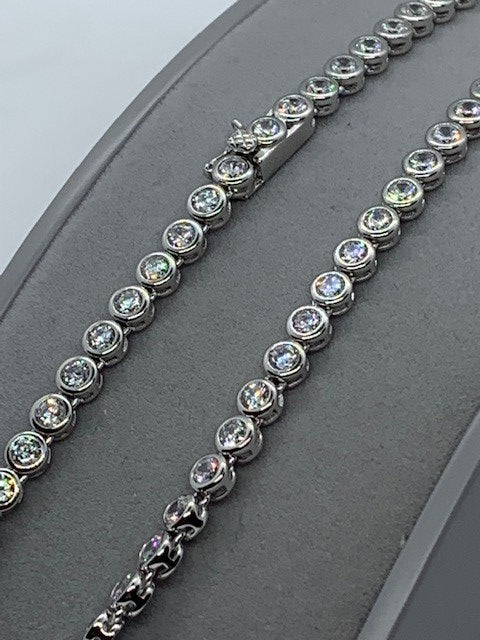 Sterling Silver 4mm Clear Stones Tennis Chains Various Lengths (1099)