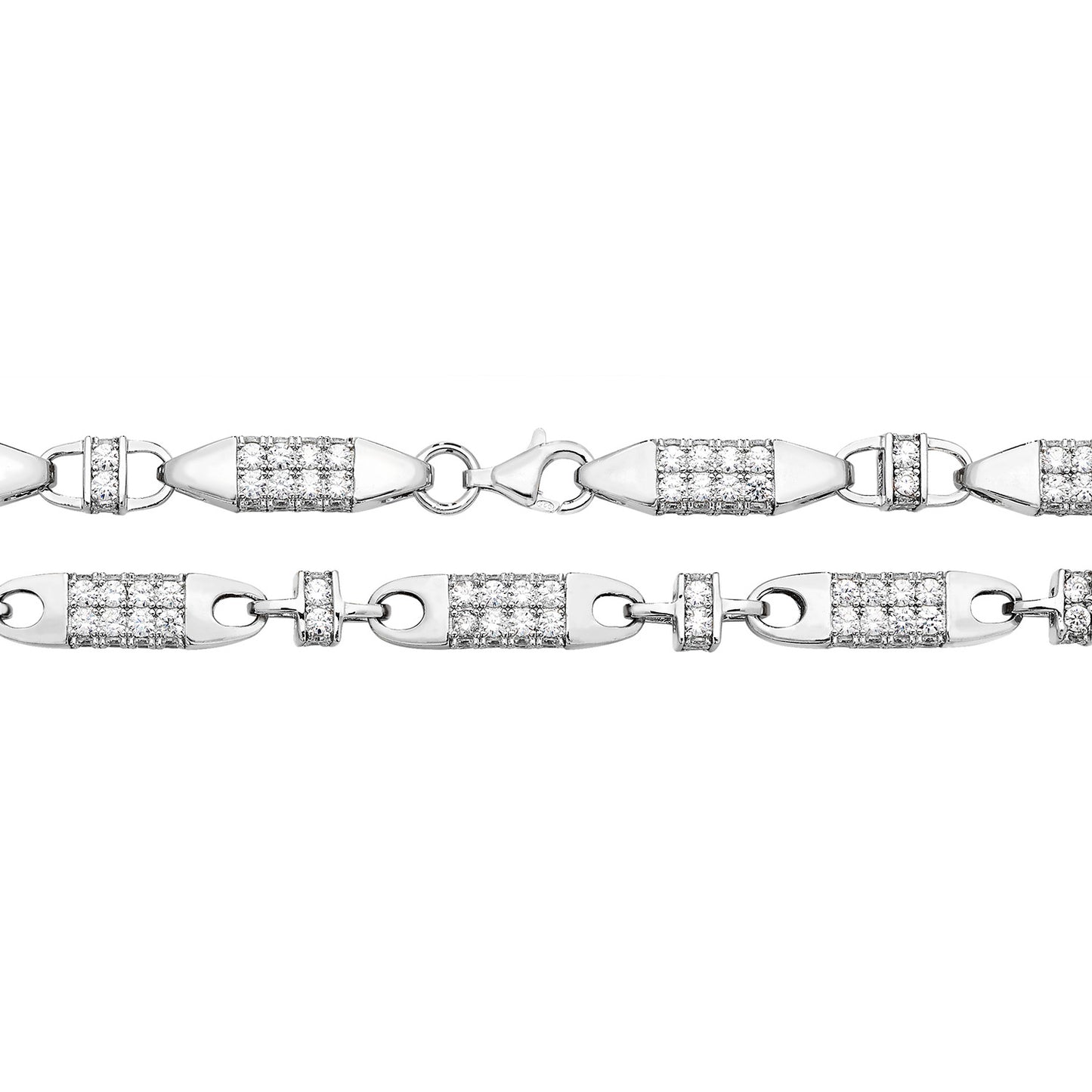 Sterling Silver Cubic Zirconia Chunky Bracelets Various Lengths (1121)