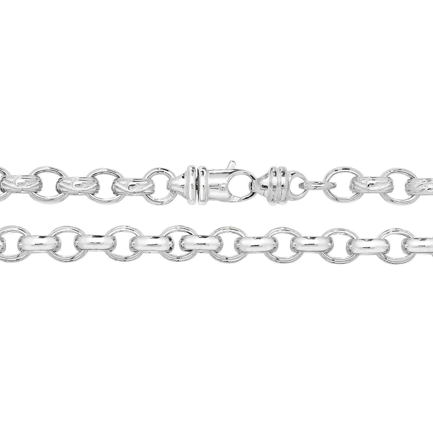 Sterling Silver 8mm Mens Patterned Belcher Chains (1169)