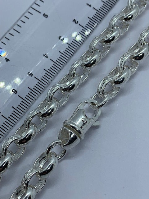 Sterling Silver 8mm Mens Patterned Belcher Chains (1169)