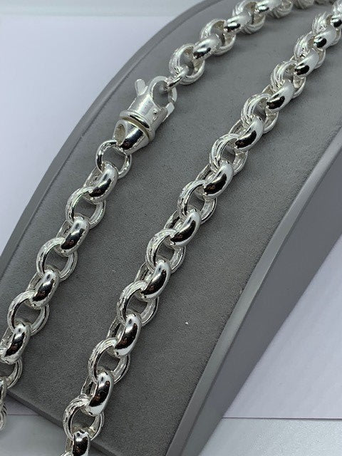Sterling Silver 8mm Mens Patterned Belcher Chains (1169)