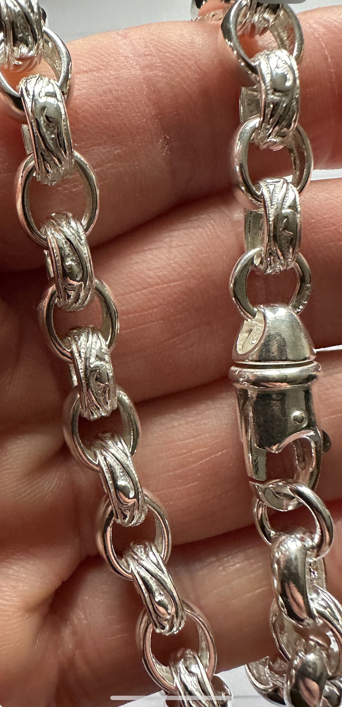 Sterling Silver 8mm Mens Patterned Belcher Chains (1169)
