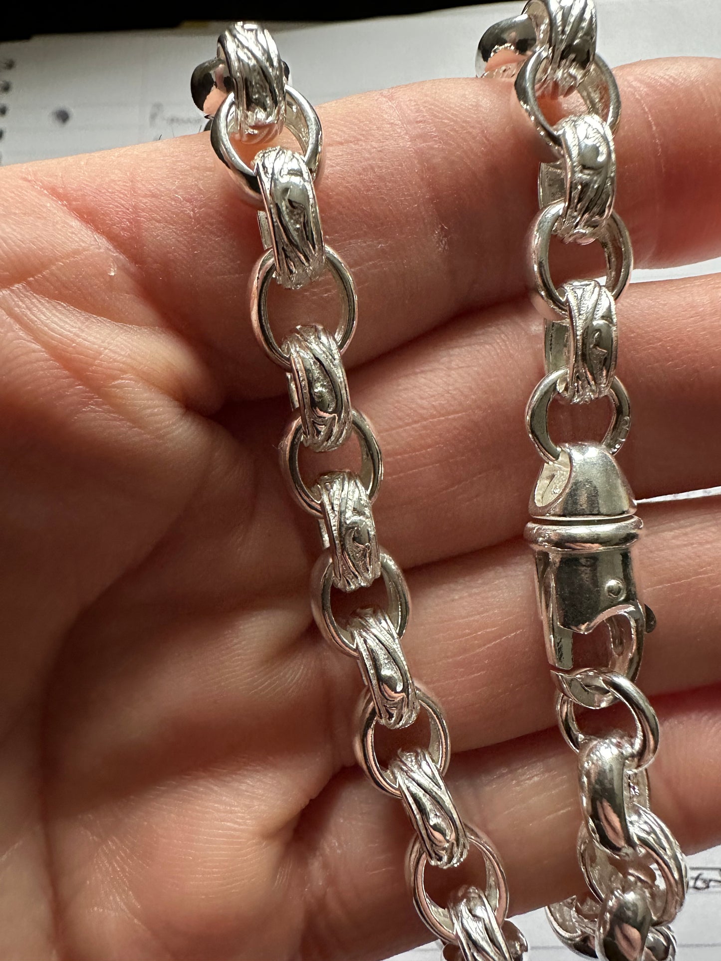 Sterling Silver 8mm Mens Patterned Belcher Chains (1169)