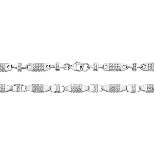 Sterling Silver Cubic Zirconia Chunky Bracelets Various Lengths (1239)