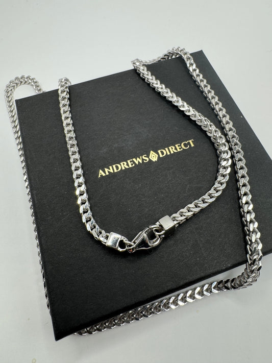 Sterling Silver 3.5mm Solid Square Cut Franco Necklace Chain (1321)