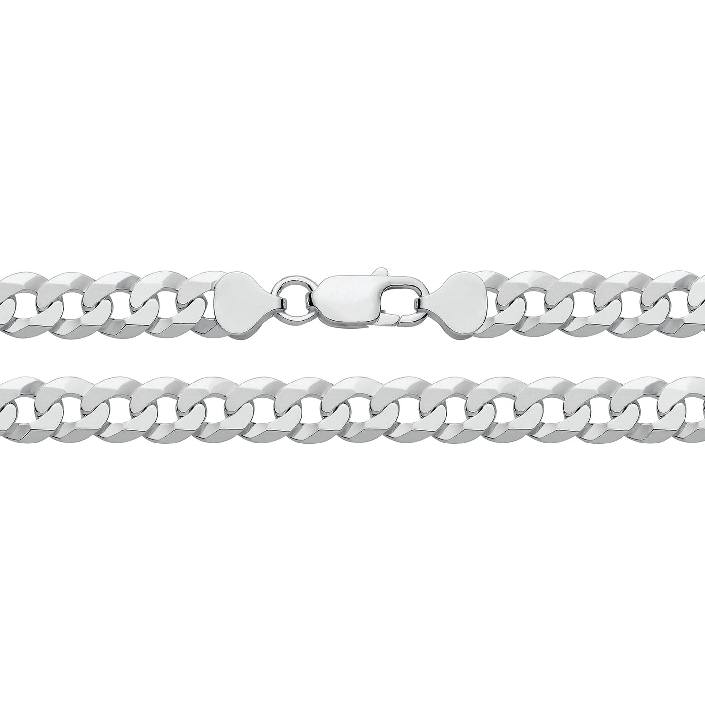 Sterling Silver 9mm Classic Flat Curb Chain Various Lengths (1354)