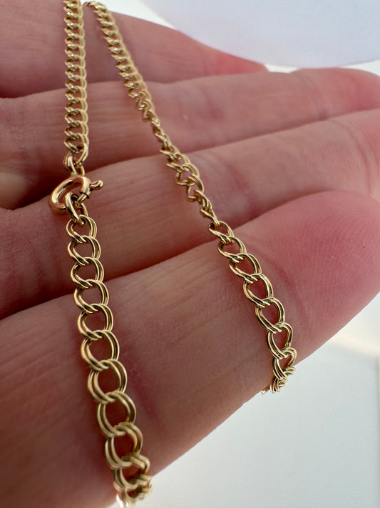 9ct Yellow Solid Gold 3.2mm Double Curb Link Necklace Chain (G16Z)
