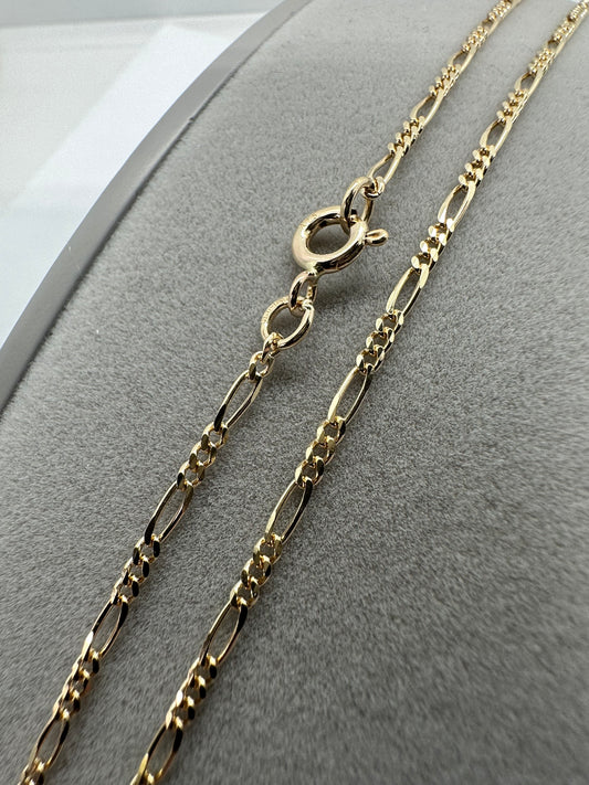 9ct Solid Gold 1.7mm Figaro Style Chain Various Lengths (G18FFG)
