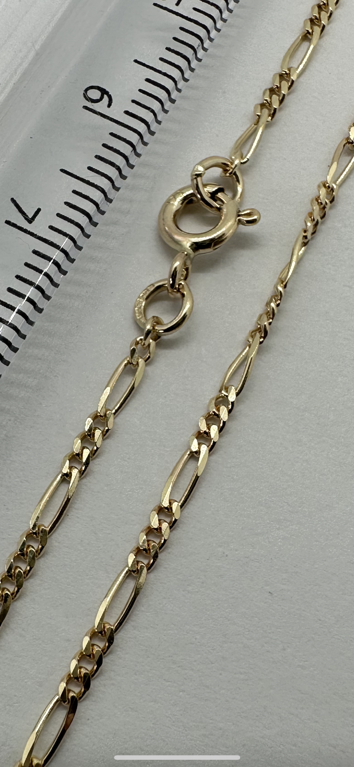 9ct Solid Gold 1.7mm Figaro Style Chain Various Lengths (G18FFG)