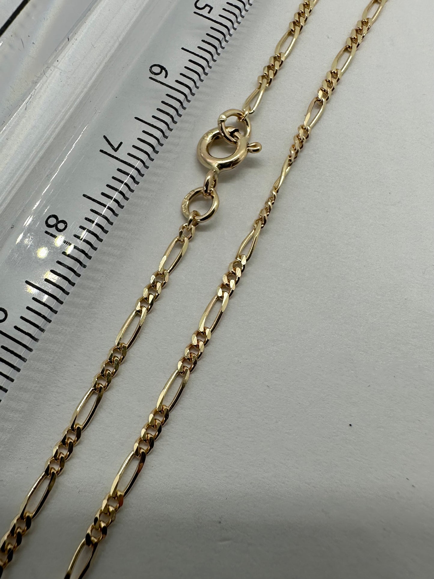 9ct Solid Gold 1.7mm Figaro Style Chain Various Lengths (G18FFG)