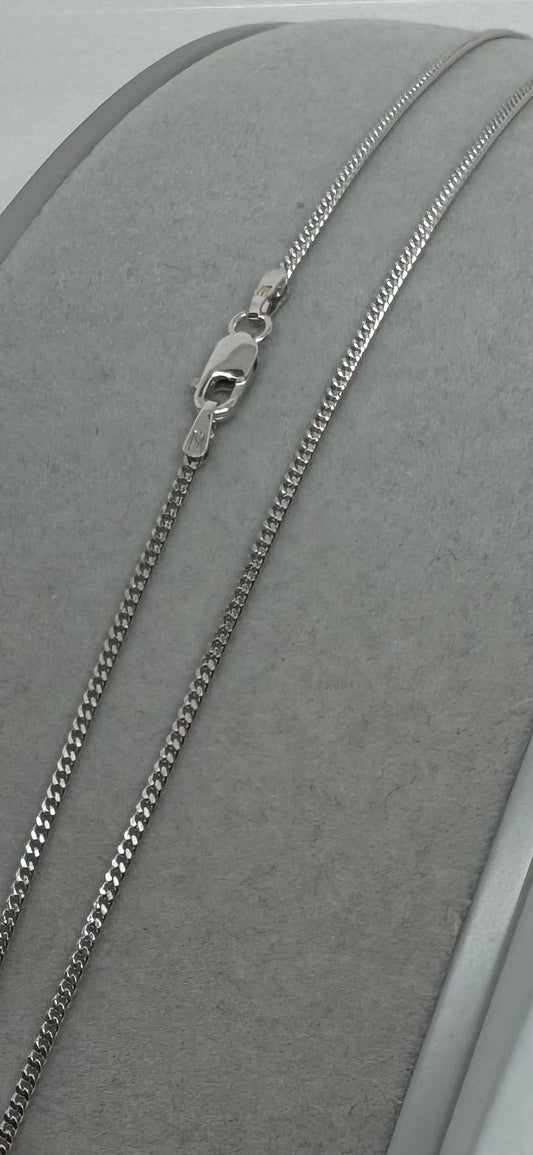 9ct White Gold Solid Gold 1.4mm Curb Chain Various Lengths (006G)
