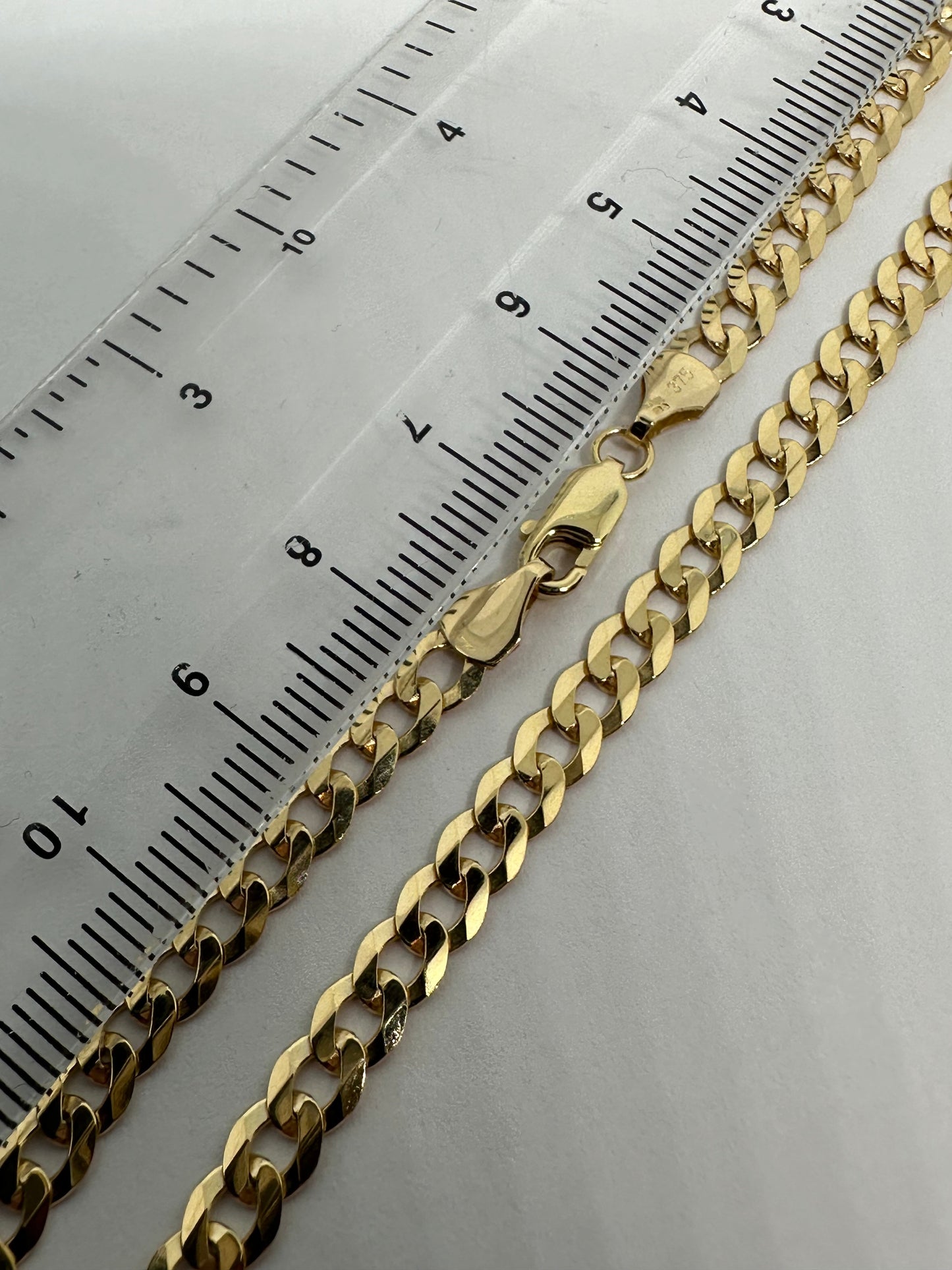 9ct Yellow Gold 4.4mm Curb Flat Link Chain Bracelet (037B)