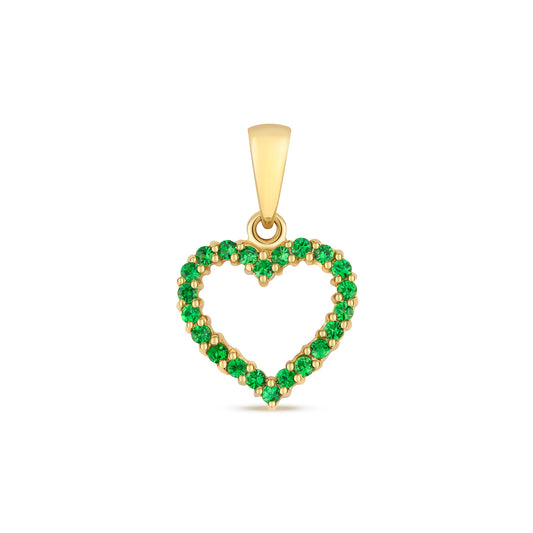 9ct Yellow Gold 20x 14mm Tsavorite Garnet Heart Pendant 0.62 Carats (244T)