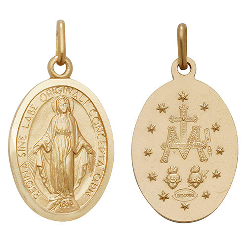 9ct Yellow Gold 30x15mm Solid Miraculous Double Sided Pendant (167)