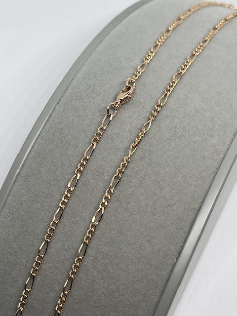 9ct Solid Rose Gold 2.2mm Figaro Style Chain Various Lengths (R24FFG)