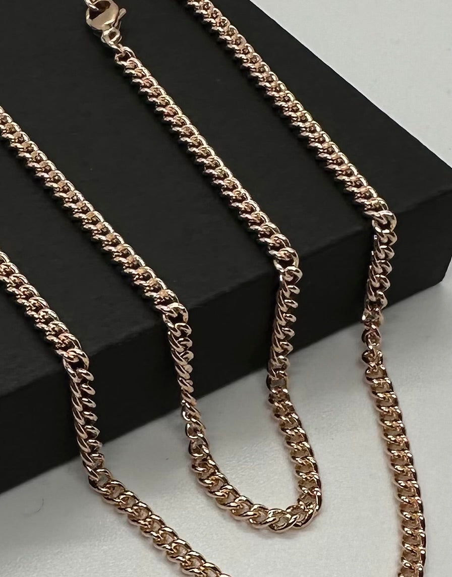 Rose Gold Curb Chain 9ct Fine Gold Chain SIMPLE THICK ROSE GOLD