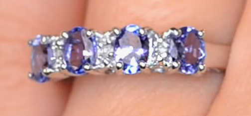 9ct White Gold Tanzanite and Diamond Eternity Style Ring, Sizes J to Q (224)