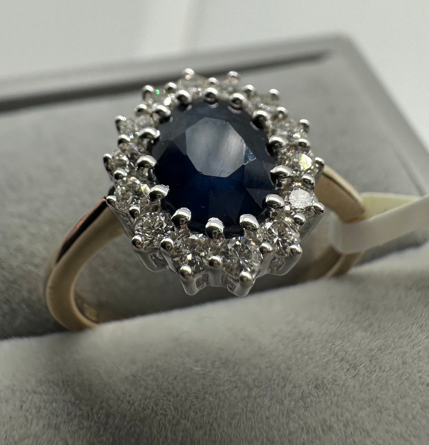 9ct Yellow Gold 1.80Ct Sapphire and Diamond Cluster Ring, Sizes J to Q (280S)
