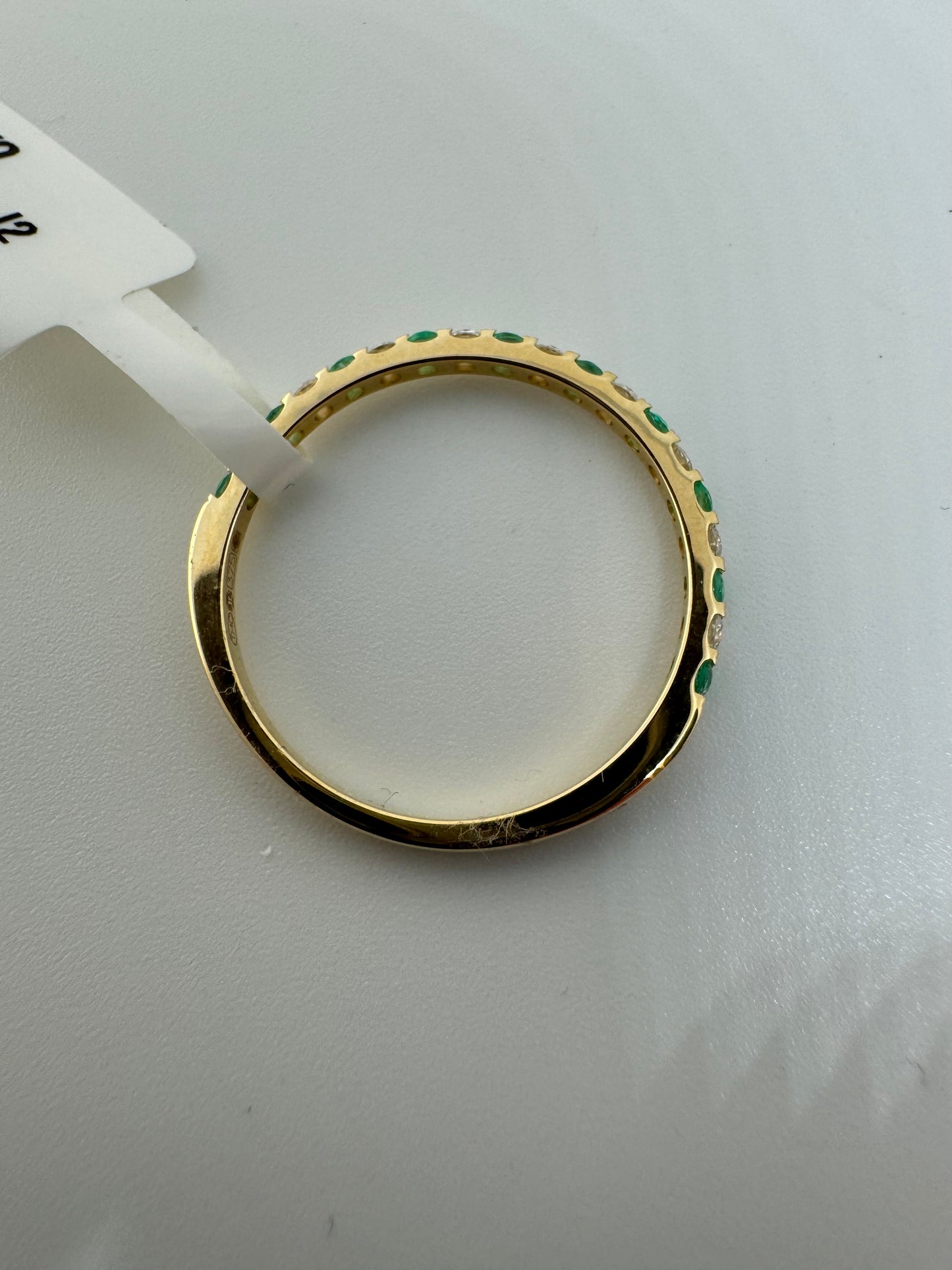 9ct Yellow Gold Emerald and Diamond Eternity Band Ring, Sizes J to Q (464)