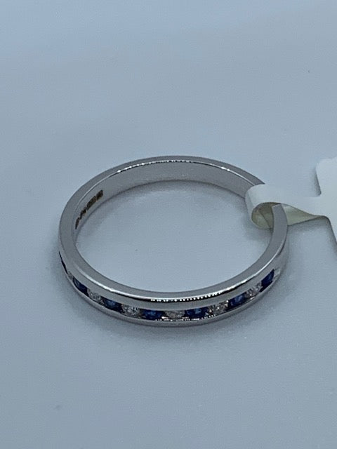 9ct White Gold Sapphire and Diamond Eternity Band Ring (582WS)