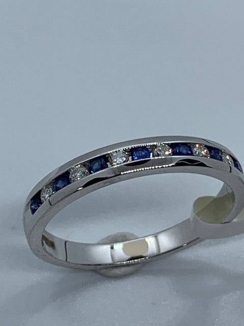 9ct White Gold Sapphire and Diamond Eternity Band Ring (582WS)