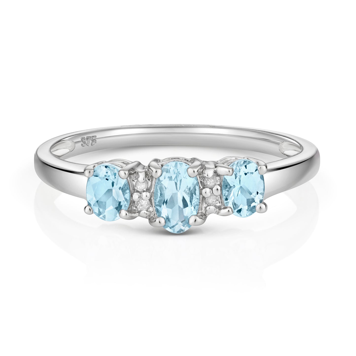 9ct White Gold Aquamarine and Diamond Cocktail Ring, Ring Sizes J to Q (906)