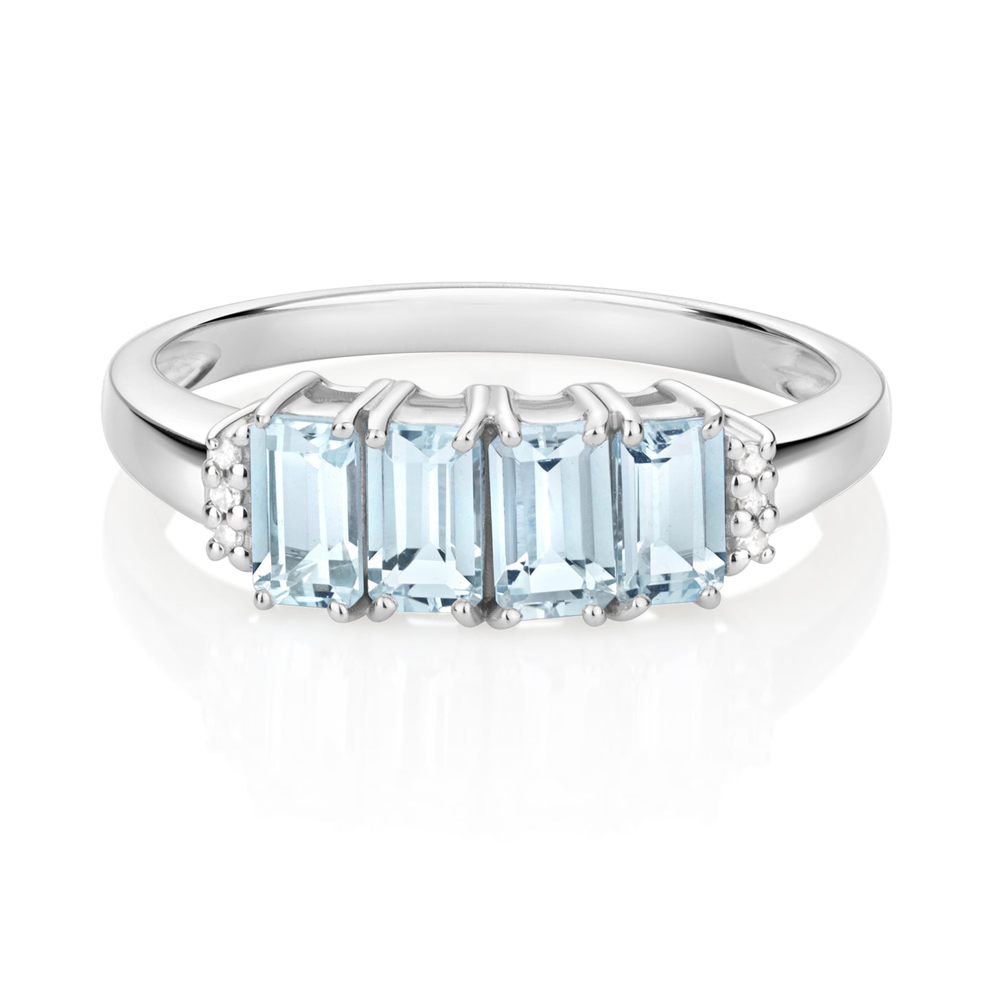 9ct White Gold Aquamarine and Diamond Cocktail Ring, Ring Sizes J to Q (907)