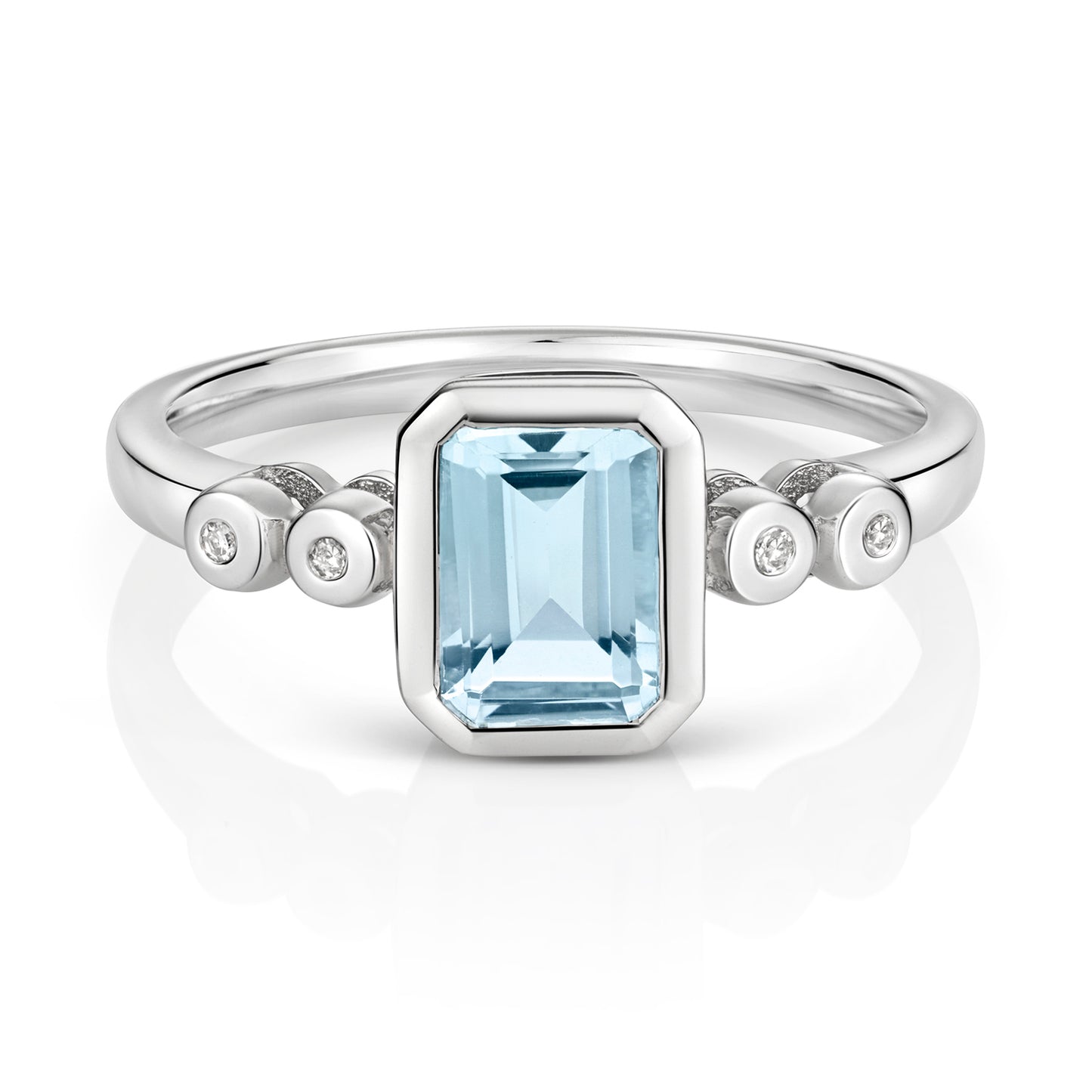 9ct White Gold Aquamarine and Diamond Cocktail Ring, RIng sizes J to Q (923WAQ)