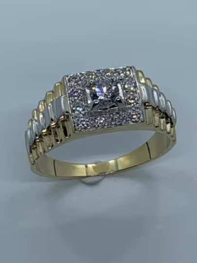 9ct Yellow Gold Clear Zirconia Square Cluster Design Ring, Sizes Q to Z (696)