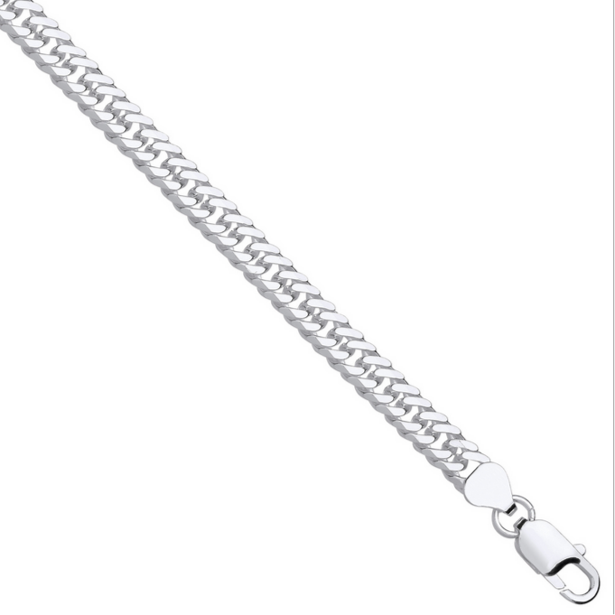 Sterling Silver 6.6mm Double Fancy Curb Link Chain Various Lengths (0413)