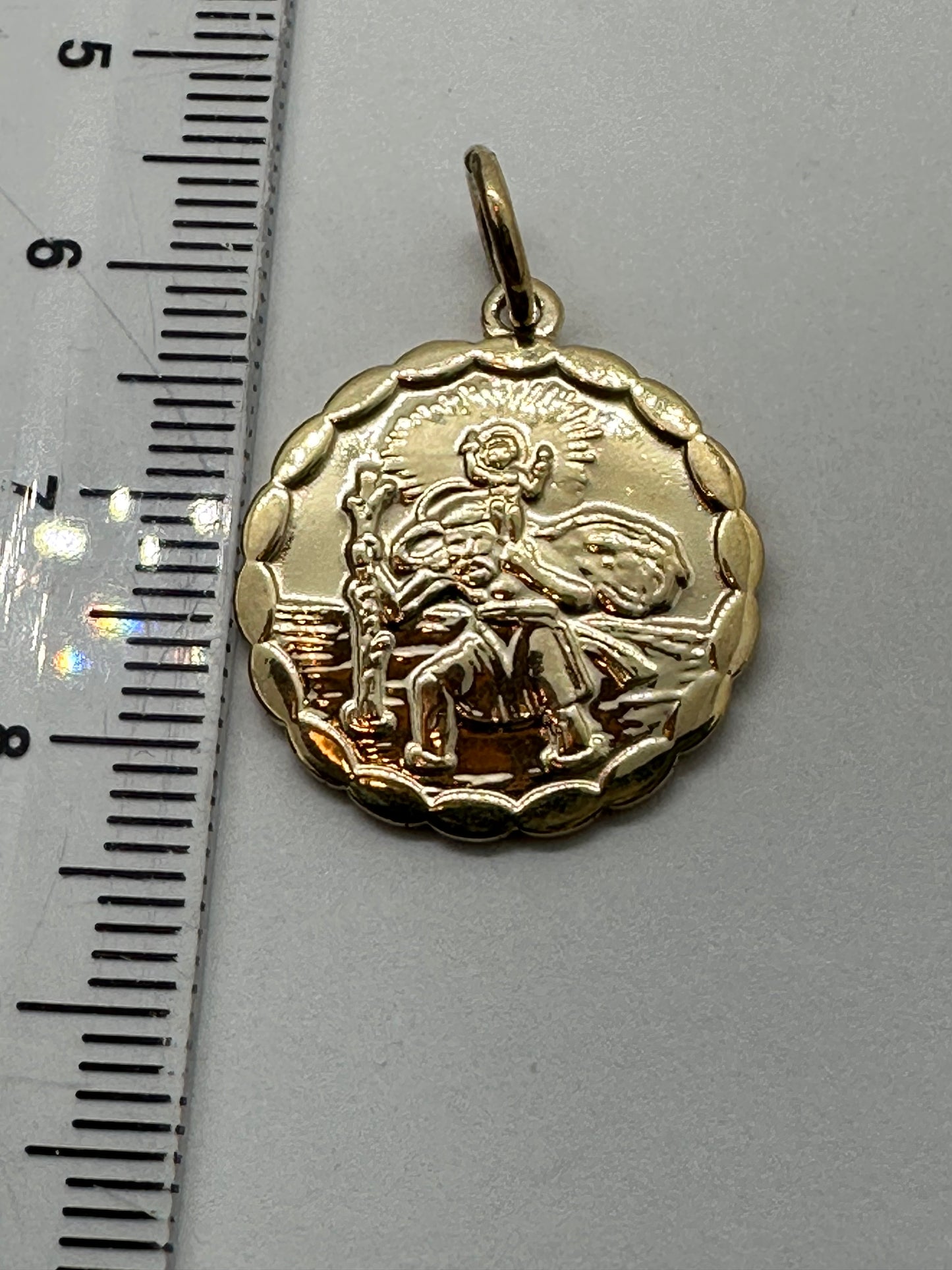 9ct Yellow Gold 27x20mm St Christopher Double Side Pendant (0031)