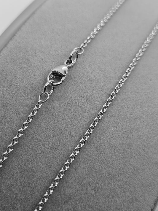 9ct White Gold 1.6mm Solid Round Link Trace Chain Various Lengths (W40CTT)
