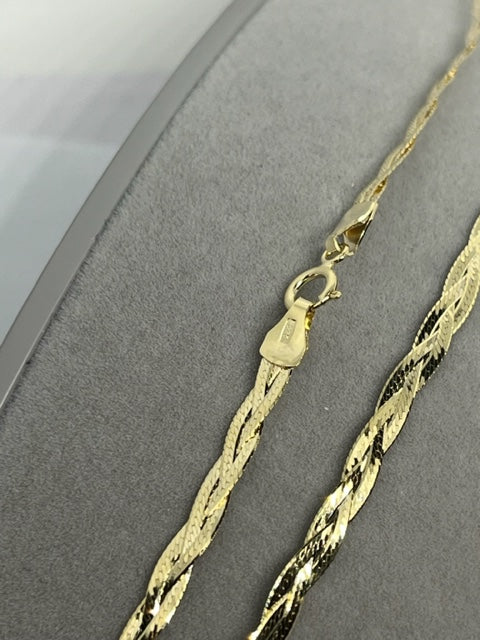 9ct Yellow Gold 4.3mm 18 Inch Flat Fancy Snake Chain (579)