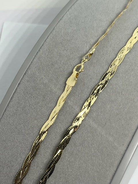 9ct Yellow Gold 4.3mm 18 Inch Flat Fancy Snake Chain (579)