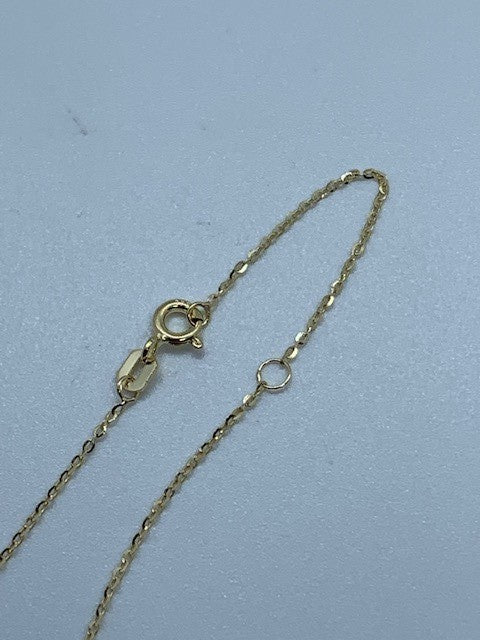 9ct Yellow Gold Zirconia Set Open Heart Pendant on 18" Chain (070)