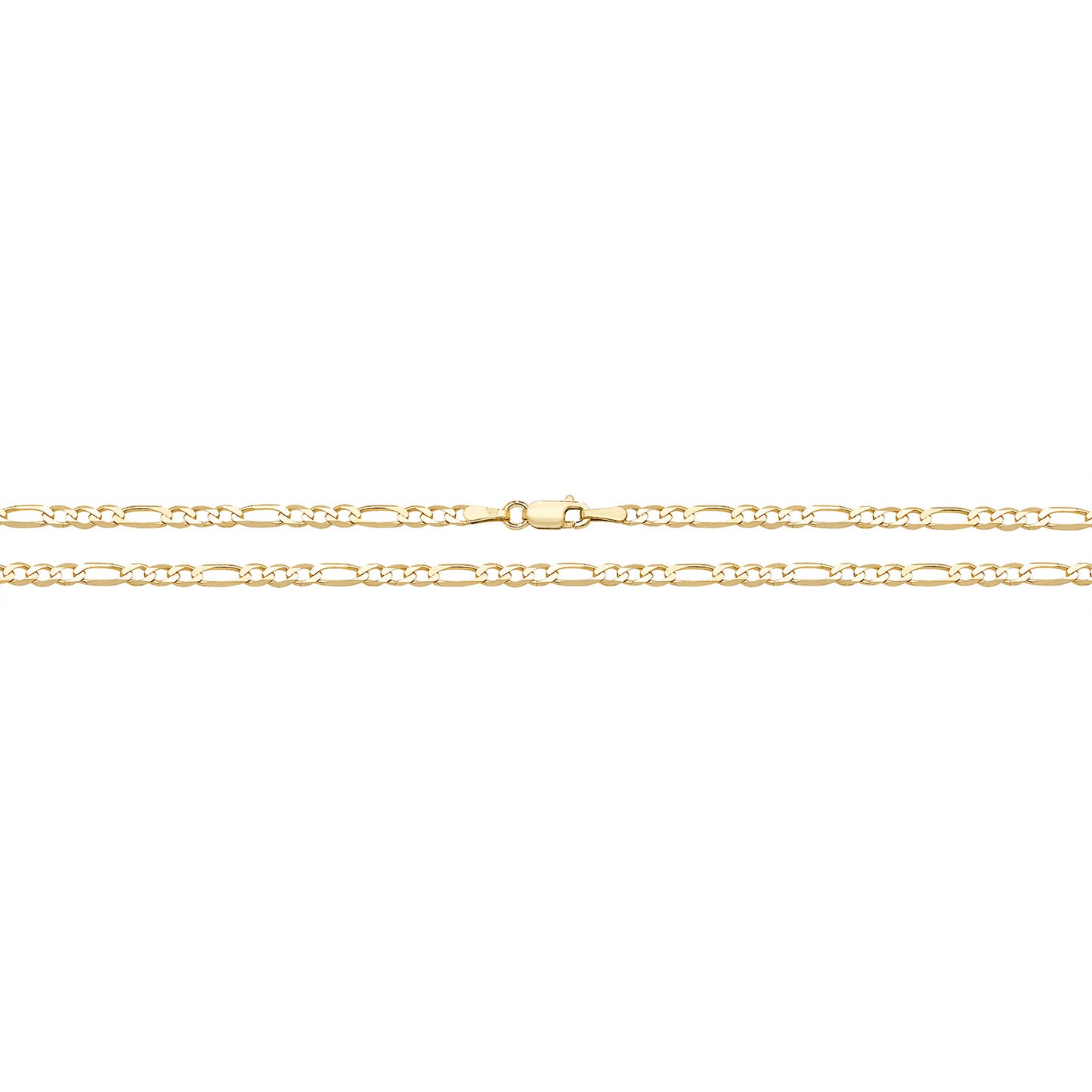 9ct Yellow Gold 3mm Figaro 3+1 Fancy Neck Chain (0143)