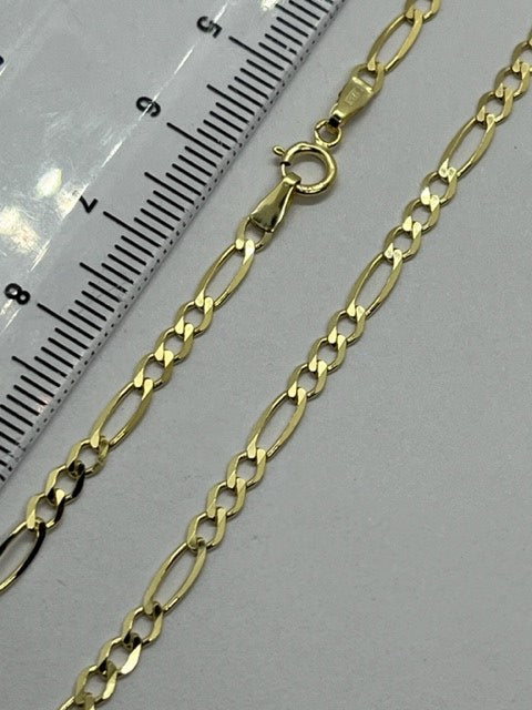 9ct Yellow Gold 3mm Figaro 3+1 Fancy Neck Chain (0143)