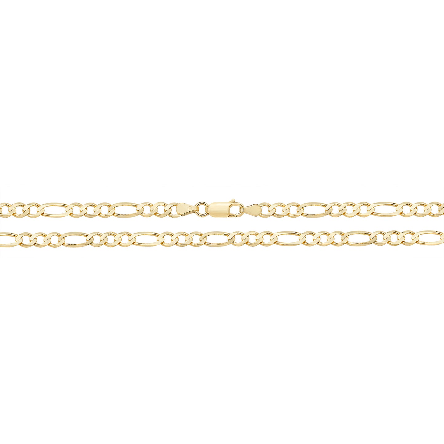 9ct Yellow Gold 4.5mm Figaro 3+1 Fancy Chain Various Lengths (145)