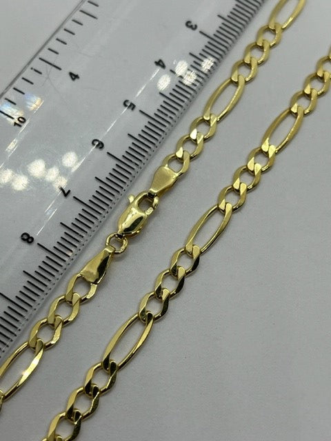 9ct Yellow Gold 4.5mm Figaro 3+1 Fancy Chain Various Lengths (145)