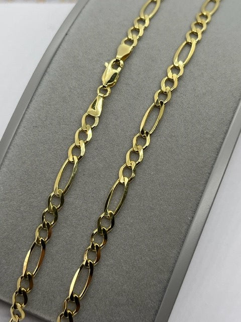 9ct Yellow Gold 4.5mm Figaro 3+1 Fancy Chain Various Lengths (145)