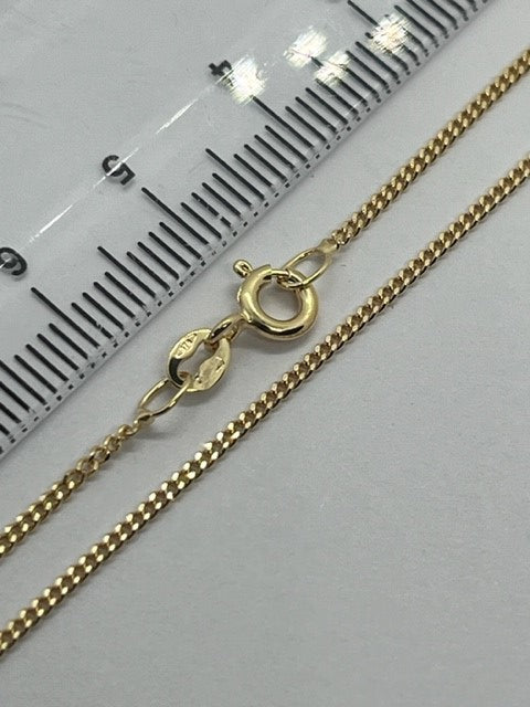 9ct Yellow Gold 1.2mm Pendant Curb Chain Various Lengths Available (161)