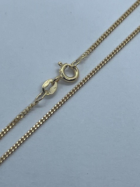 9ct Yellow Gold 1.2mm Pendant Curb Chain Various Lengths Available (161)