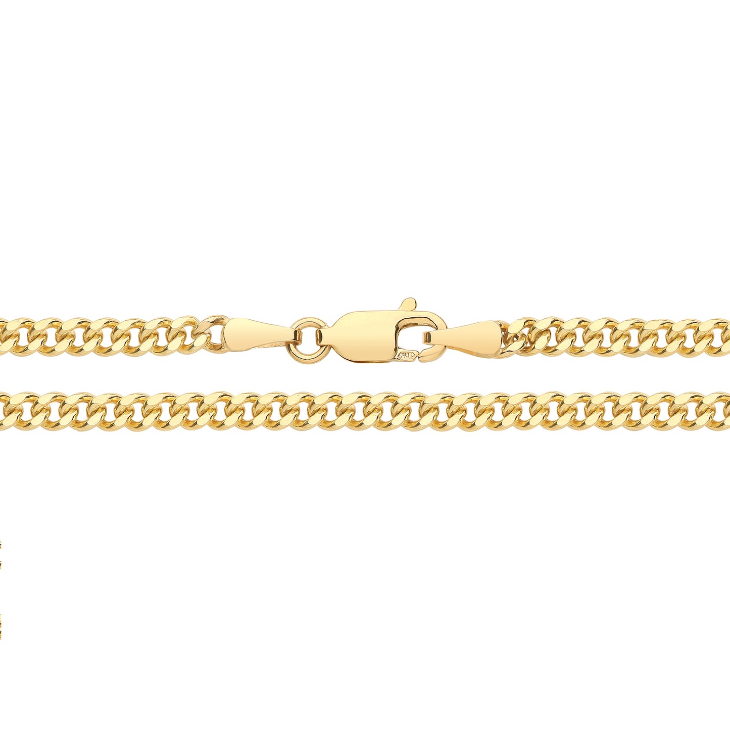 9ct Yellow Gold 3mm Semi Solid Close Curb Chain (281)