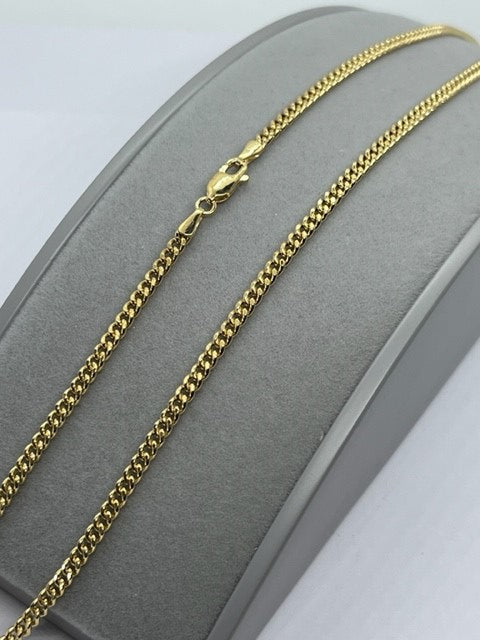 9ct Yellow Gold 3mm Semi Solid Close Curb Chain (281)