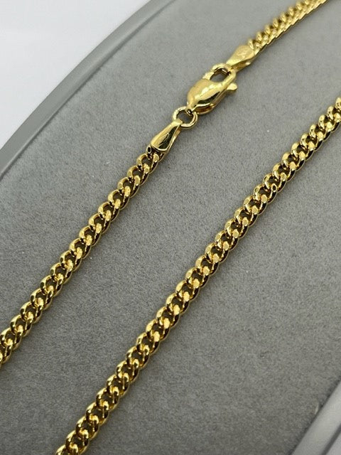 9ct Yellow Gold 3mm Semi Solid Close Curb Chain (281)
