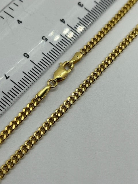 9ct Yellow Gold 3mm Semi Solid Close Curb Chain (281)