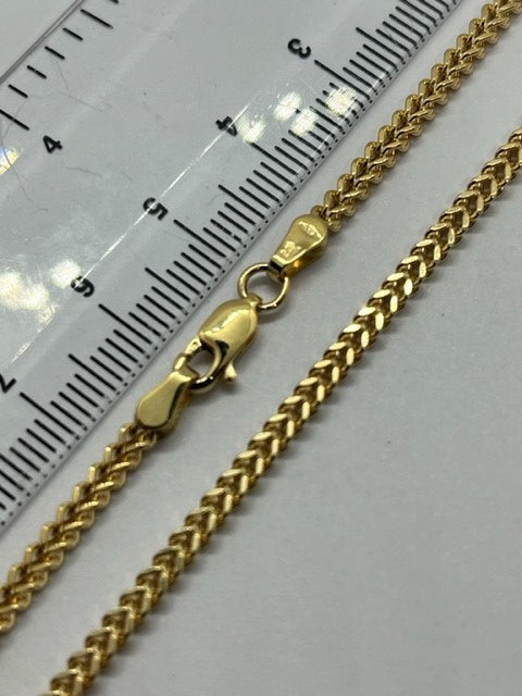 9ct Yellow Gold Square Franco 2.7mm Neck Chain Various Lengths (489)