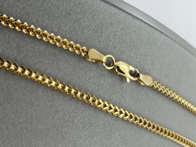 9ct Yellow Gold Square Franco 2.7mm Neck Chain Various Lengths (489)
